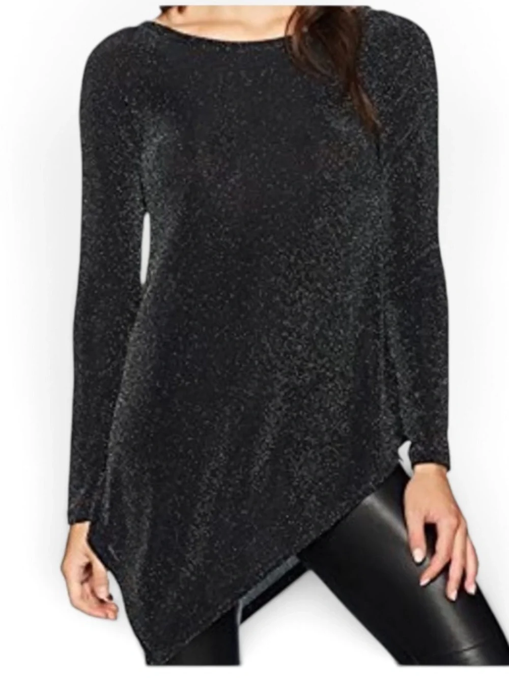 Karen Kane Sparkle Knit Angled Hem Top